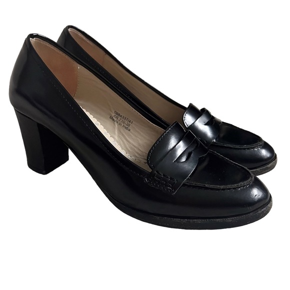 Boden Shoes - Boden Black Loafer High Heel Pumps Oxford Leather Women’s 38 7.5